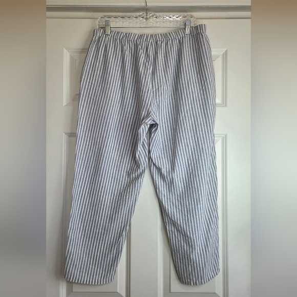 Eileen Fisher Blue Railroad Stripe Hemp & Cotton Pants - Size PL (Petite) - Picture 3 of 7